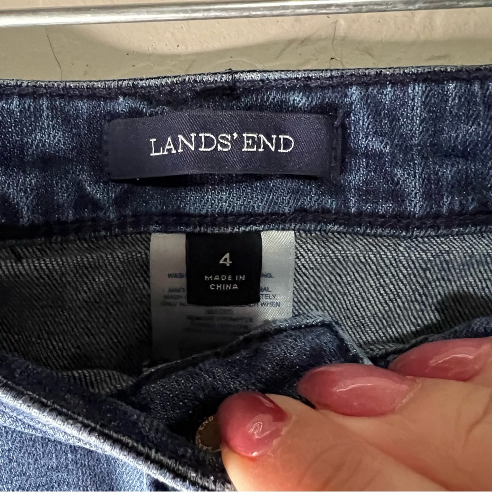 Lands'‎ End Denim Blue Pencil Skirt Classic Stretch Knee Length Casual Preppy - Picture 5 of 11